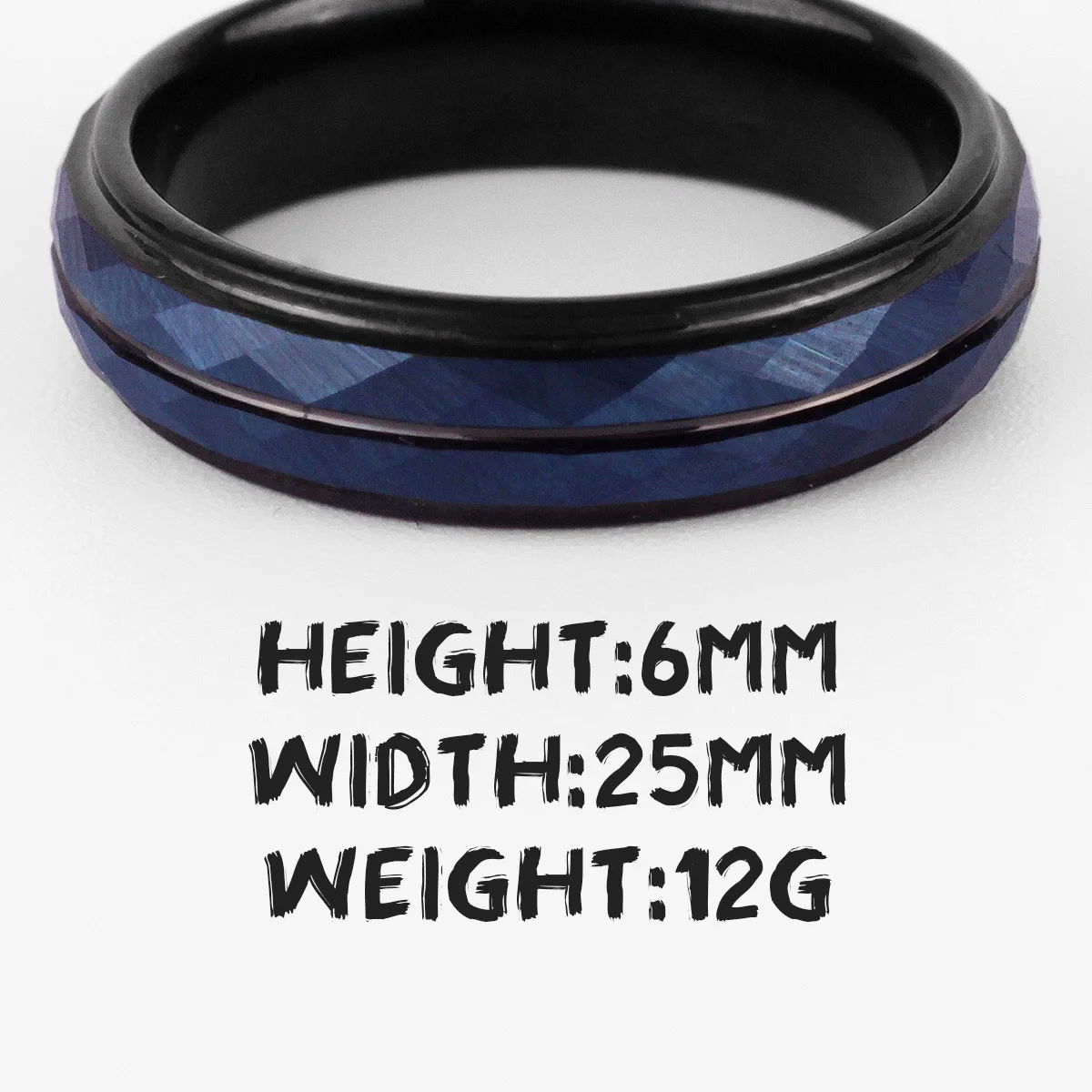 Tungsten Black Blue Rhombus Cut Men's Luxury Ring - Elegant Charm Jewelry Gift