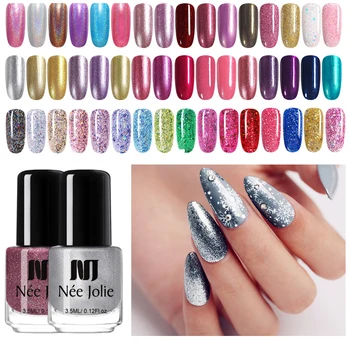 

NEE JOLIE Mirror Nail Polish varnish Shimmer Nail Art Varnish Silver Rose Gold DIY Nail Designs 66 Colors
