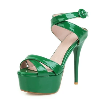 

Luxury Summer Women Designers Stiletto Super High Heel 13CM Sandals Pumps Pointed Gladiator Buckle Party Big Size Shoes 630-16