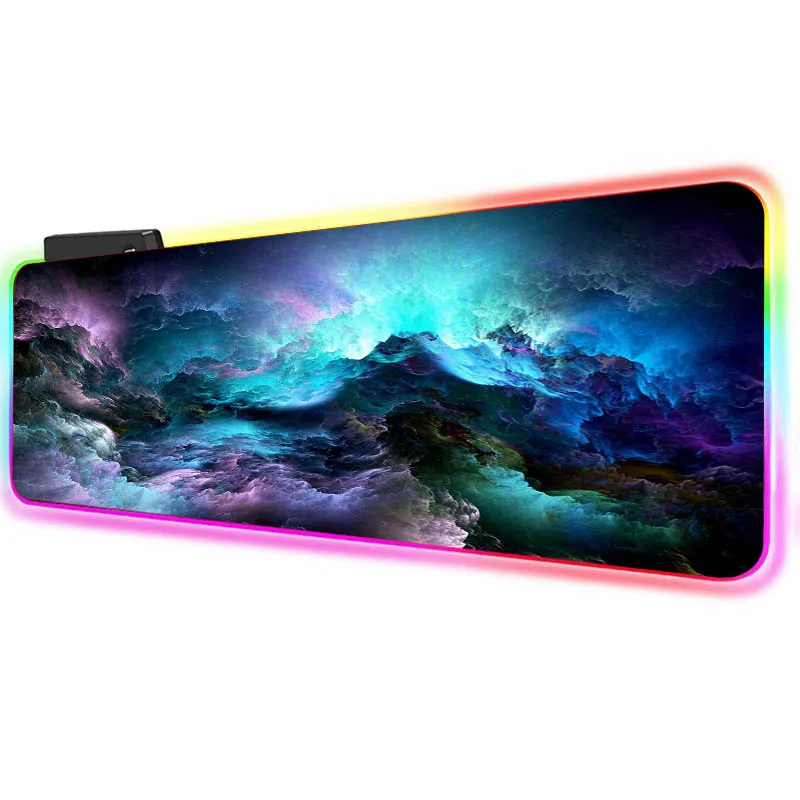 XGZ красочный облака большой светодиодный светильник RGB водонепроницаемый игровой коврик для мыши USB проводной геймерский коврик для мыши 7 цветов для компьютера ПК