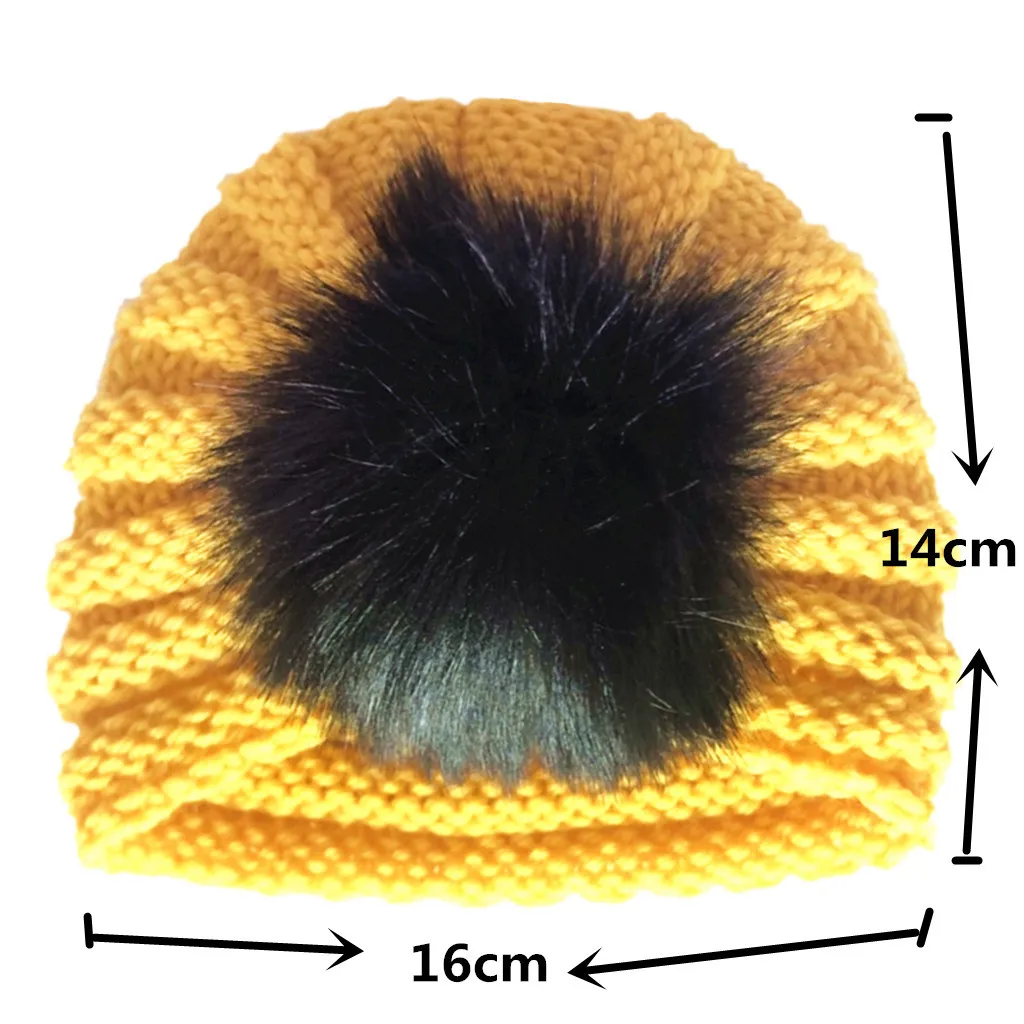 Детская шапка тюрбан с помпоном для маленьких мальчиков и девочек вязаная