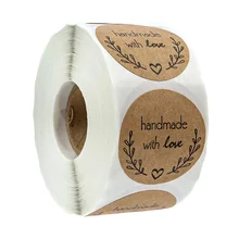 Autocollants ronds en Kraft naturel faits à la main, 100 à 500 pièces, étiquettes adhésives de remerciement pour emballage, Scrapbooking, papeterie