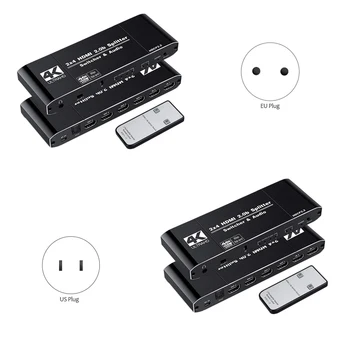 

HDMI Matrix 4X2 4K HDR Switch Splitter 4 in 2 Out Optical o Extractor HDMI Switcher with Remote Controller(US Plug)