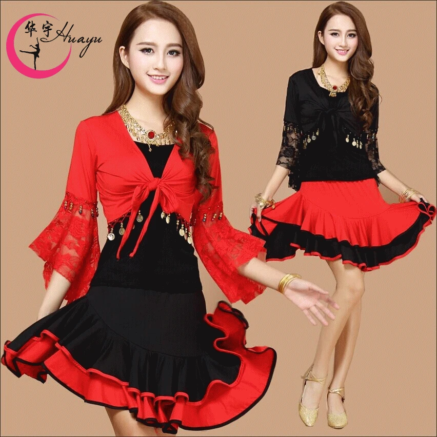 

New Style Belly Dance Latin Dance Square Dance Shawl Latin Skirt Set Hy2201