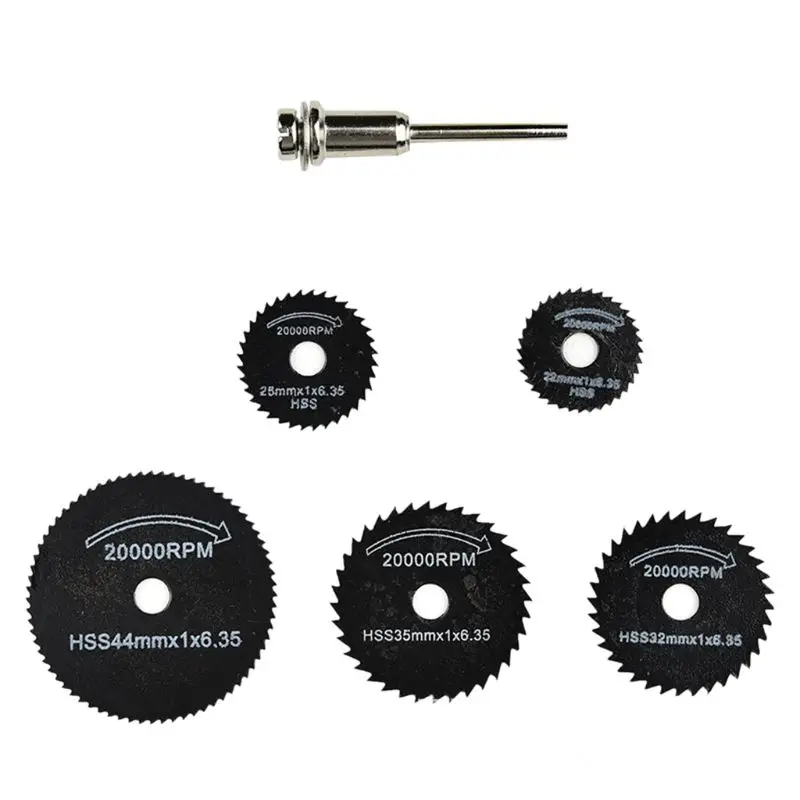 

6pcs/set HSS Rotary Tool 22/25/32/35/44mm Circular Saw Blades Wheel Discs Cutter