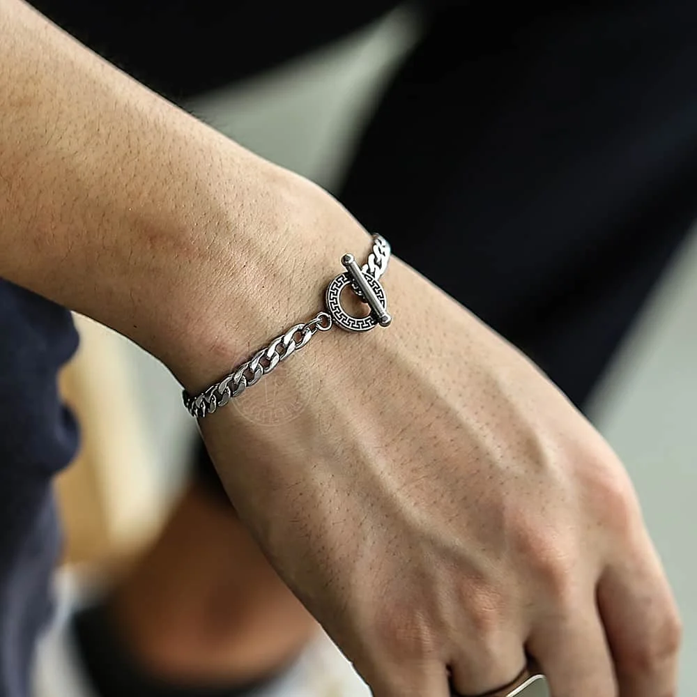 

Men Unique Bracelet 5mm/6mm Stainless Steel Cuban Curb Cable Link Chain Toggle Clasp for Men Jewelry gift Drop Shipping TBS010