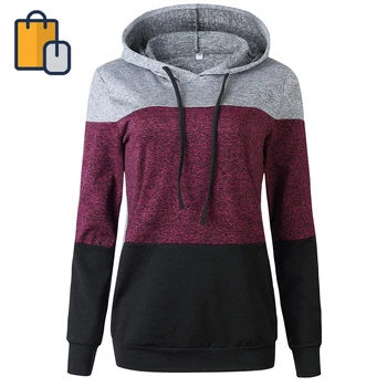 

New Patchwork Hoodies Sweatshirts Women Casual Pullover Tops Jumper Hooded Sweatshirt Female Hoodie Sudadera Plus Size
