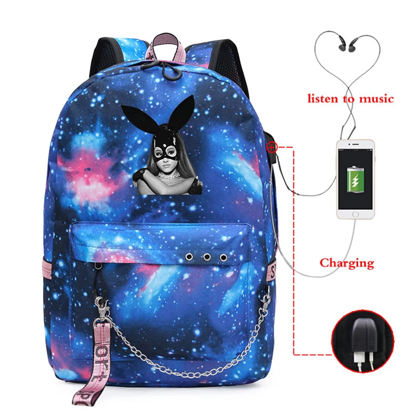 3 Mochila Feminina Ariana большая сумка-рюкзак Galaxy School Bookags для подростков девочек мальчиков женский рюкзак Usb зарядка дорожная сумка для ноутбука - Цвет: 3