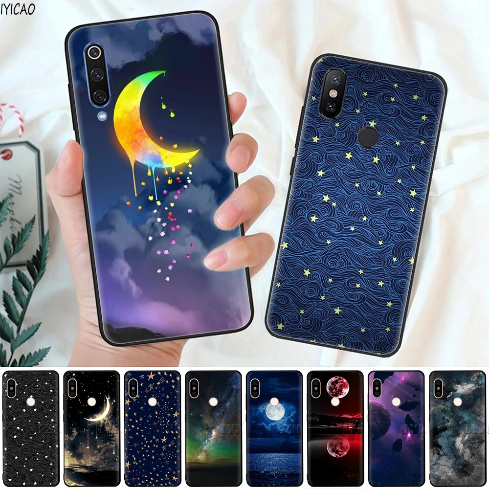IYICAO Stars And Moon Soft Case for Xiaomi Mi 10 A3 A2 Lite A1 CC9 CC9E 9T 9 8 6 SE Pro F1 Max 3 5X 6X MiA1 MiA2 |