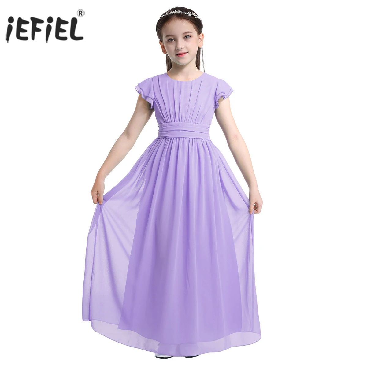 flutter sleeve chiffon dress