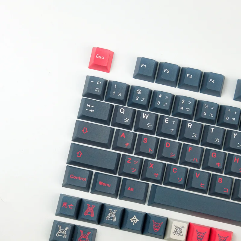 Chaves Conjunto Gmk Bushido Keycaps Pbt Tintura Subbed Chave Tampões Cherry Perfil Keycap com 1.75u 2u Shift para 64 68 84 Layout Teclado 135 - Imagem 4