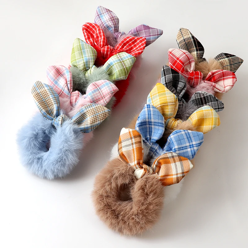 New Cute animal rabbit ear hair ring female rubber band elastic hair bands Korean headwear children hair Accessories ornaments