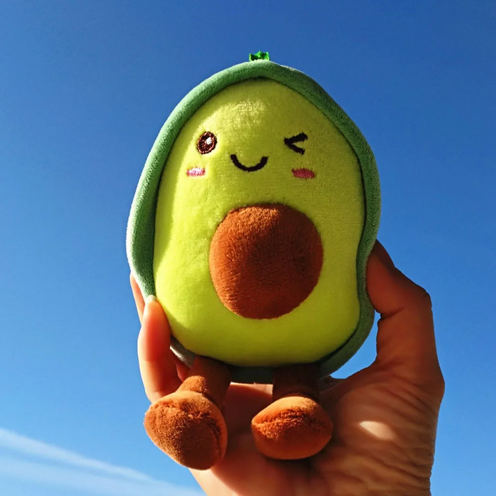 Llavero Kawaii de aguacate de peluche para niños, muñecos de frutas rellenos, llavero de aguacate, bolsa, decoración para llaves, anillo de juguete