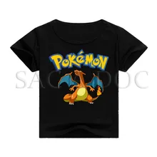 Детская футболка с 3D принтом «Покемон Чаризард»; футболка с героями мультфильмов для маленьких мальчиков и девочек; футболки с короткими рукавами в стиле хип-хоп; детская одежда