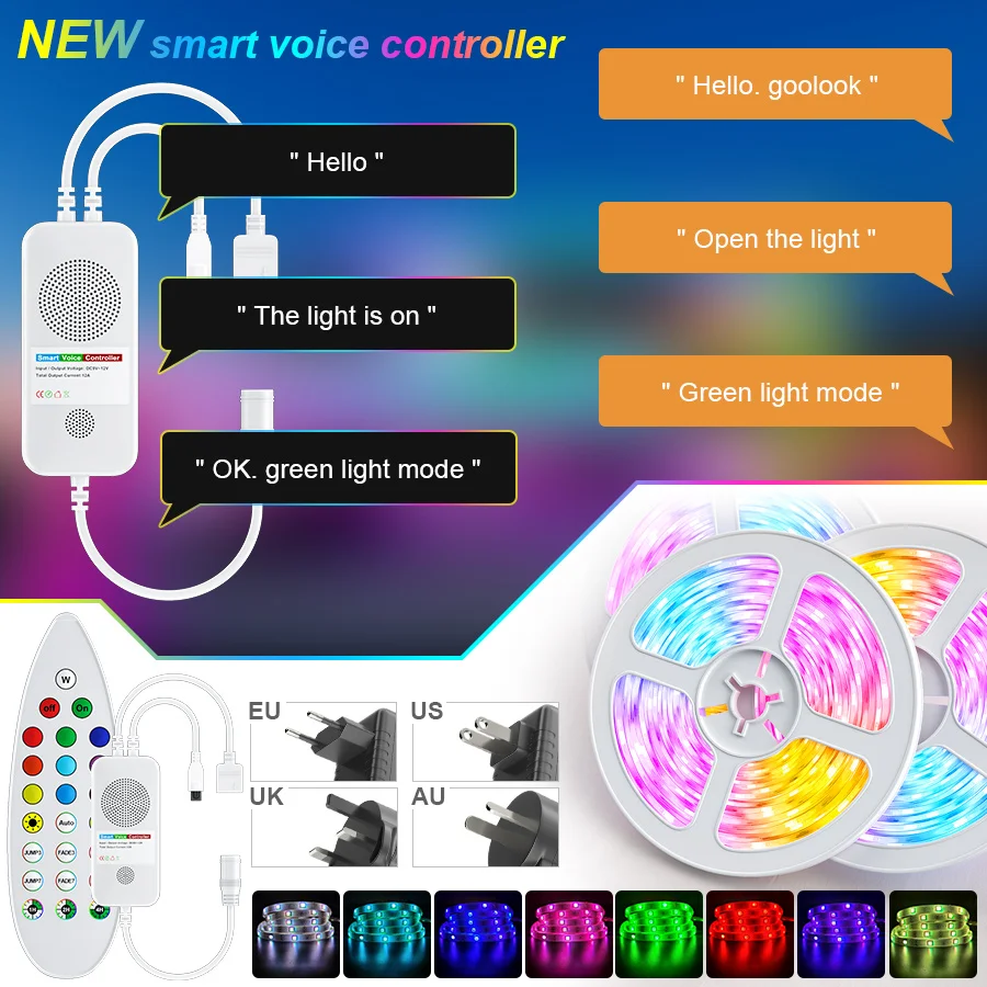 LED Strip Lights Voice Control 10M 20M 30M 5050 RGB Led Light Alexa