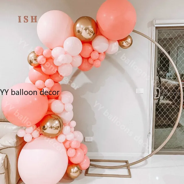 Ballon Girlande Set DIY Pink Creme Chrome Gold Hochzeit Geburtstag Party