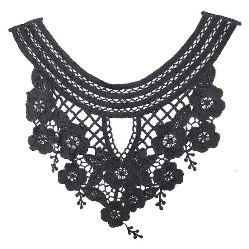 

5Pcs Lace Fabric Dress White Black Appliques Motif Blouse Sewing Trims Neckline Collar Costume Decoration DIY Accessories