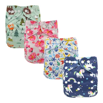 

4Pack Baby Reusable Nappies Infant Cloth Diaper Covers Unicorn Baby Pocket Diaper Size Adjustable Ohbabyka Baby Training Pants