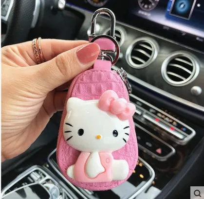 Новая автомобильная сумка для ключей с дистанционным управлением, мультяшная hello kitty, модная Милая женская сумка для ключей на молнии, сумка для ключей, брелок для ключей, женский подарок - Цвет: Pink