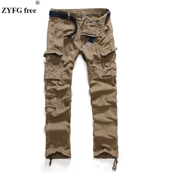 

New pants men casual cargo pants mens solid color Multi-pocket design Overalls plus size 30#-40# for men slim fit mid pants
