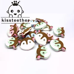 Kissteether New 5pcs Silicone Cute Mini Fawn Beads Animal Baby Teether Infant Teething Bead For DIY Necklace Accessories Toys