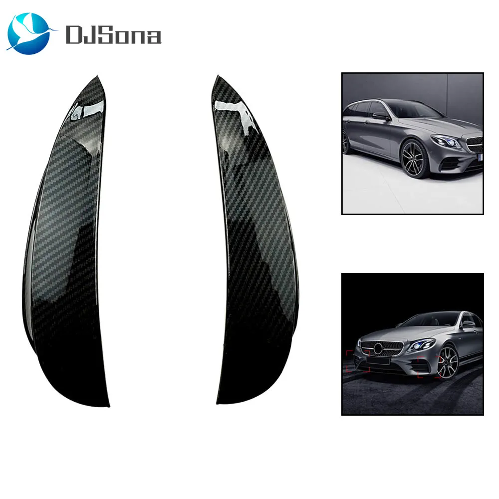 

2Pcs For Benz E Class W213 2016-2019 E43 E53 AMG Car Exterior Body Side Front Bumper Lip Trim Cover Stickers Oc11