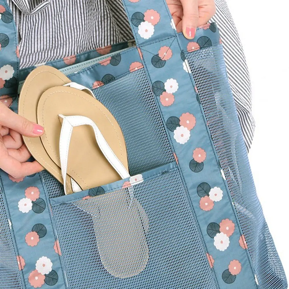 Folding Sand Mesh Bag Oxford Cosmetics Outdoor Summer Picnic Travel Bag Fashion Clothes Towel Female Storage Bags