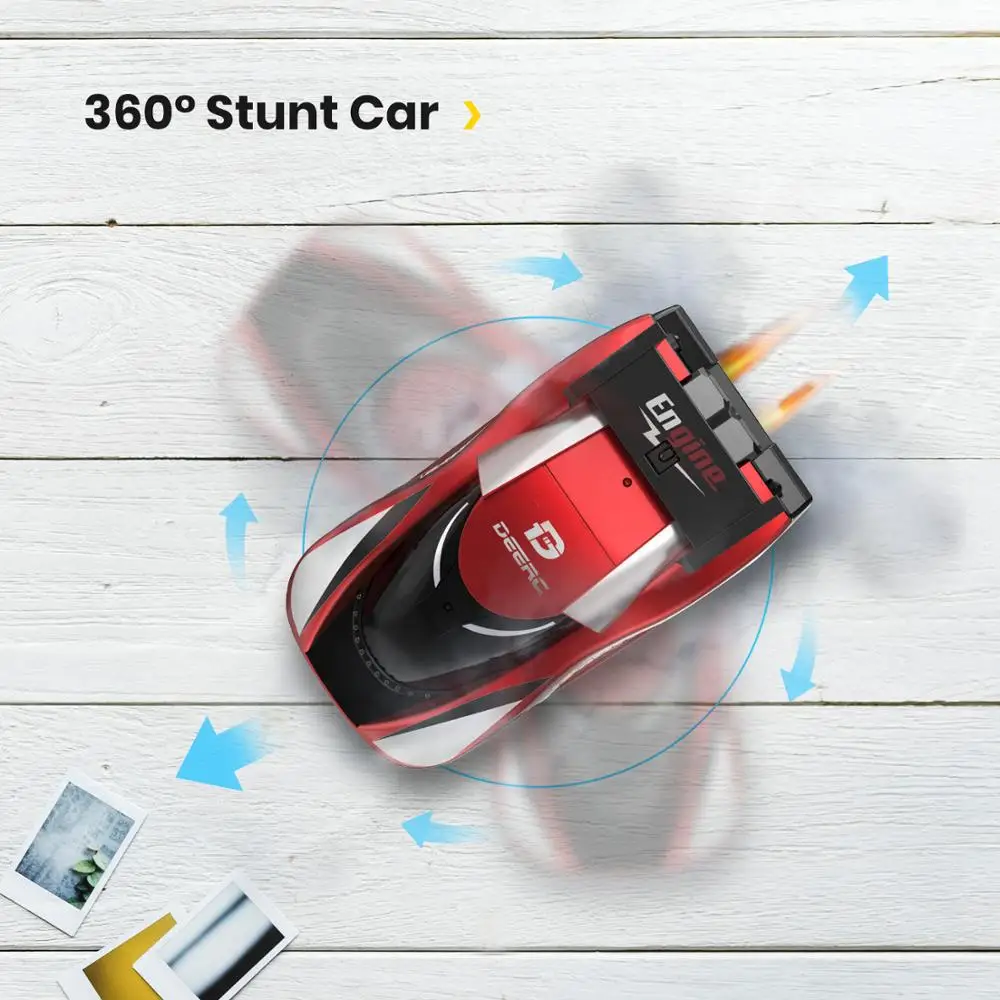 Deerc 1:10 Mini RC Car Toys For Children Wall Climbing Drift Car Multi-Channels 360° Stunt Remote Control Drift Toy For Kids