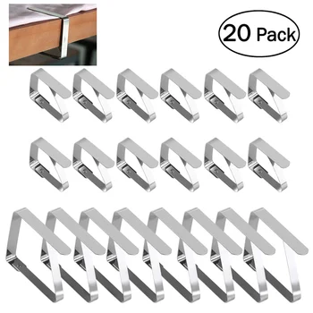 

OUNONA 20pcs Stainless Steel Tablecloth Clip Table Cloth Cover Clamps (Silver)