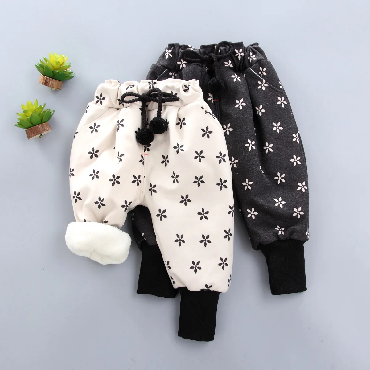 New Style Korean-style plus Thick Cotton Autumn And Winter Men And Women Baby Warm Casual Trousers