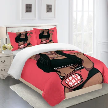 

Bedding Sets Pink Duvet Cover King Size Bed Comforter Beauty Girl Fashion Cool Luxury Pillow Case Home Textile Quality Printed