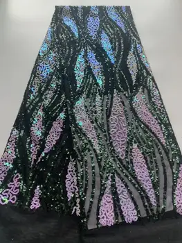 

Green African sequence Lace Fabric Latest 2020 High Quality french sequins Lace Material Nigerian Tulle Lace Fabrics For Dress