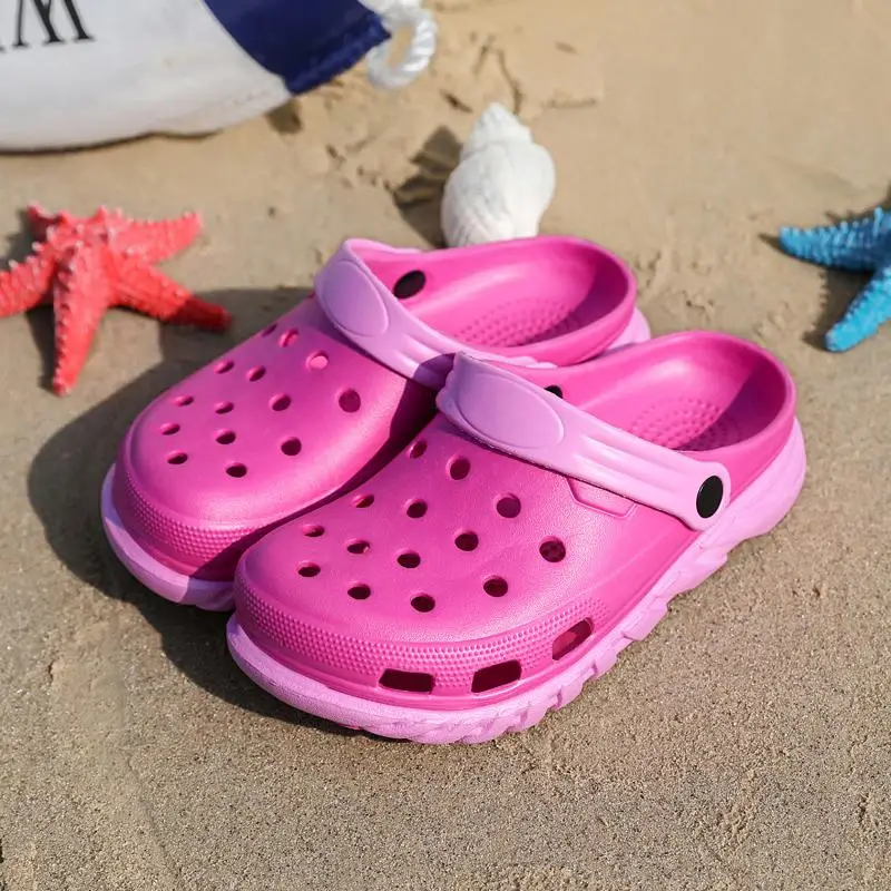 Оригинальные Классические Сабо; садовые Вьетнамки; водонепроницаемая обувь; женские летние пляжные шлепанцы; прогулочные сандалии для плавания; обувь Bayaband - Цвет: Розовый