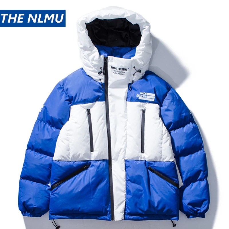 

Hip Hop Color Block Padded Jacket Parka Winter 2019 Men Streetwear Coat Windbreaker Patchwork Harajuku Outwear Couple HZ247