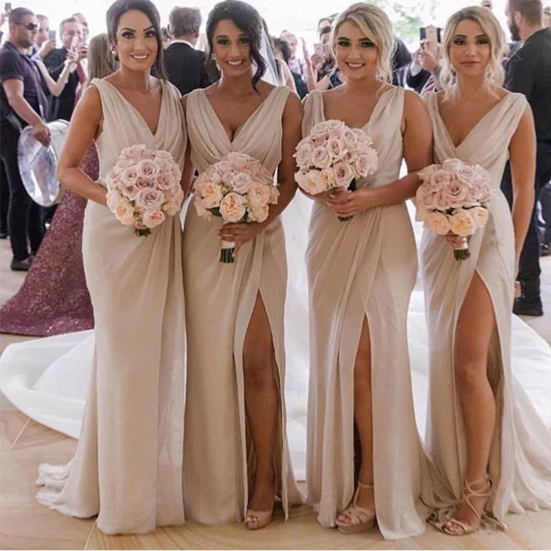 Модные трапециевидные раздельные Свадебные праздничные платья подружки невесты из шифона