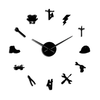 

3D Stereo Acrylic Electrician Tool Set Wall Clock Big Wall Clock Creative Clock Home Accessories 47 Inch