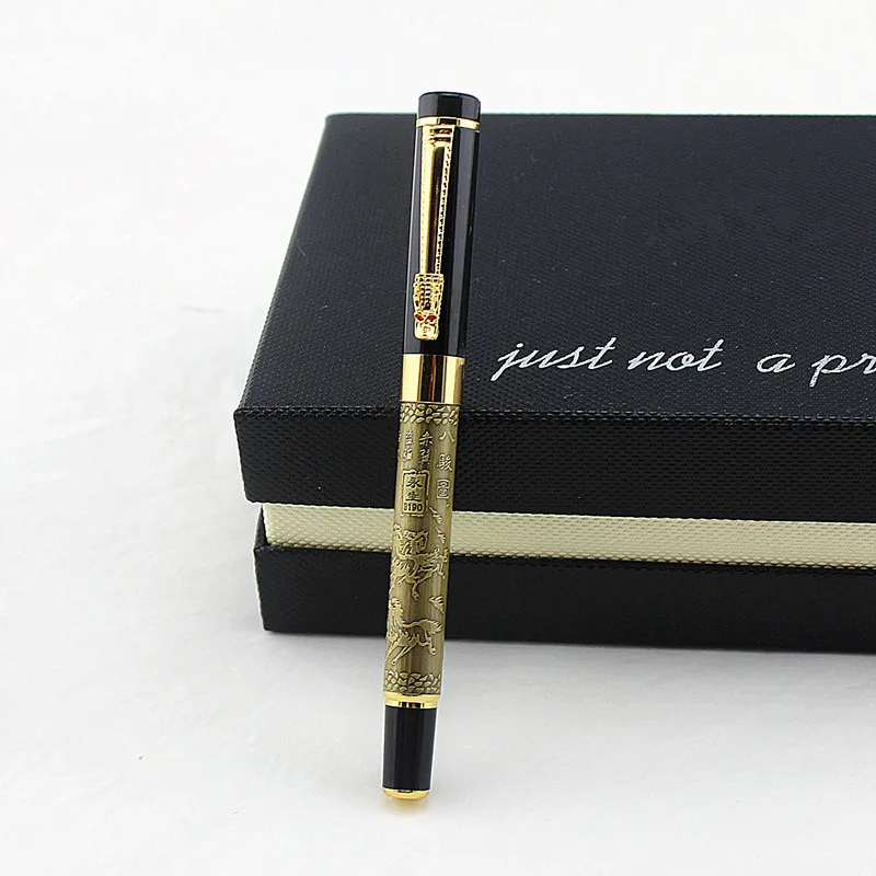 JINHAO  Dragon Clip M NIB Black and gold  Fountain Pen Metal Gift ink pen