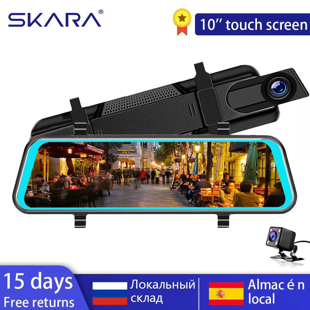 SKARA dash cam era 10 дюймов зеркало заднего вида Автомобильный видеорегистратор Full HD 1080P dash cam сенсорный экран двойной объектив камеры видео рекордер авто камера