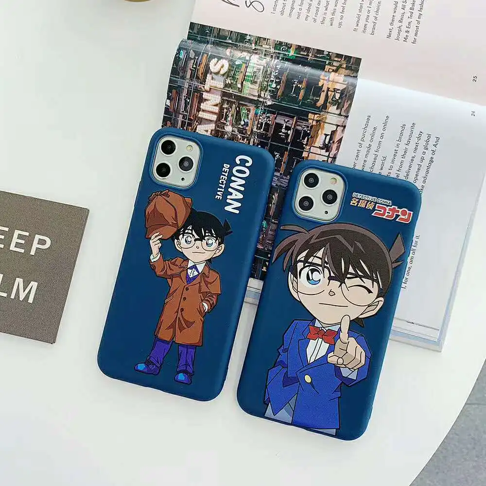 Милый японский мультяшный 3D рельефный чехол для телефона с детективом Конаном