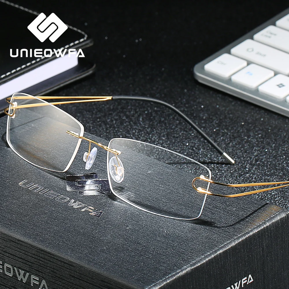 

Rimless Titanium Glasses for Men Frame Optical Myopia Eyeglasses Frame Clear Transparent Spectacles Korean Prescription Eyewear