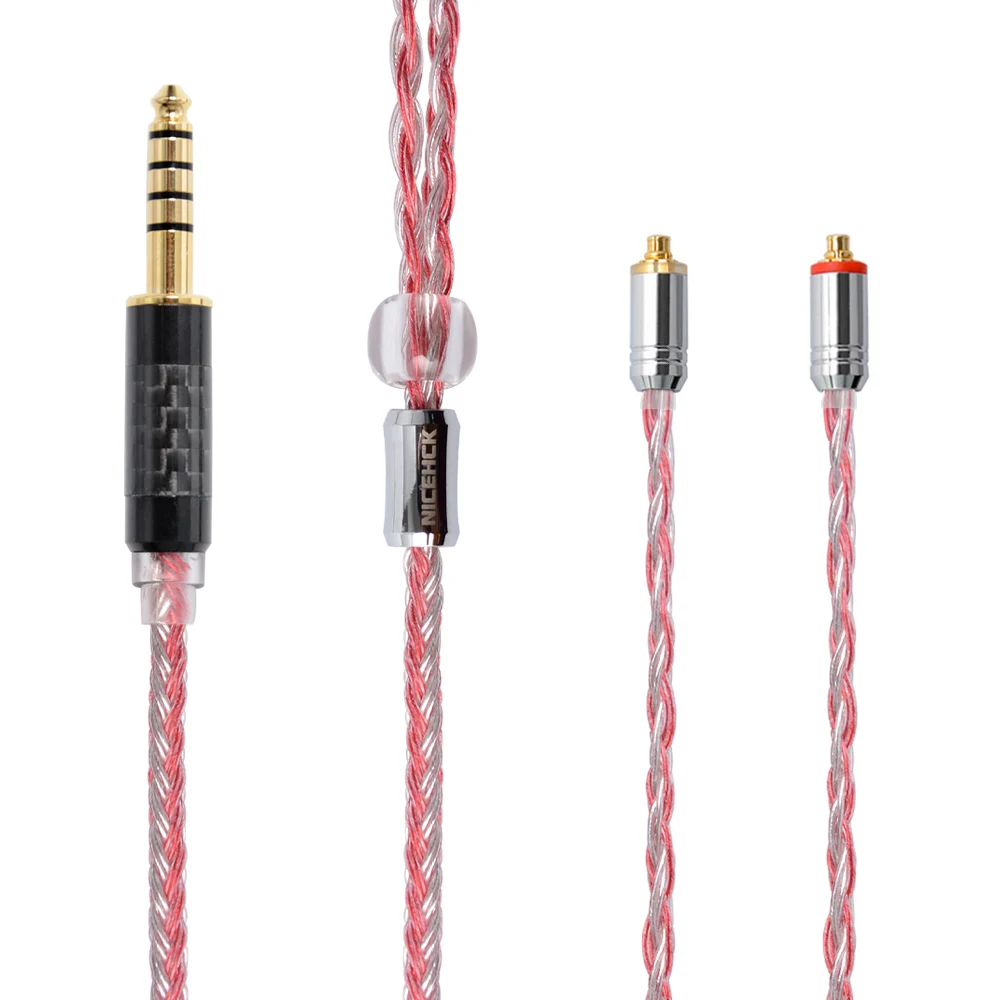 NICEHCK 16 Core Медь серебро смешанные кабель 3,5/2,5/4,4 мм MMCX/2Pin для TFZ ZSX ZS10 ST10 C12 C16 BA5 NX7 PRO/DB3/F3/BL-03 гарнитура - Цвет: 4.4mm plug with MMCX