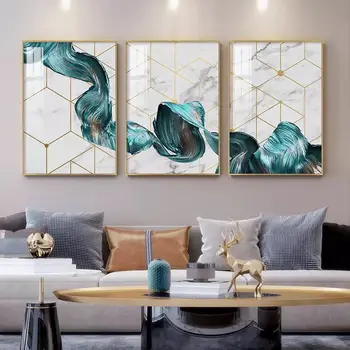 

Nordic style abstract ribbon twisted triptych decoration poster living room sofa background wall painting simple home mural pict