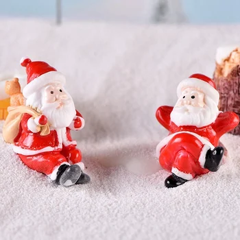

Christmas Miniature Snowmen Santa Elk Christmas Tree Terrarium Figurines Fairy Garden Decor Snow Landscape Model