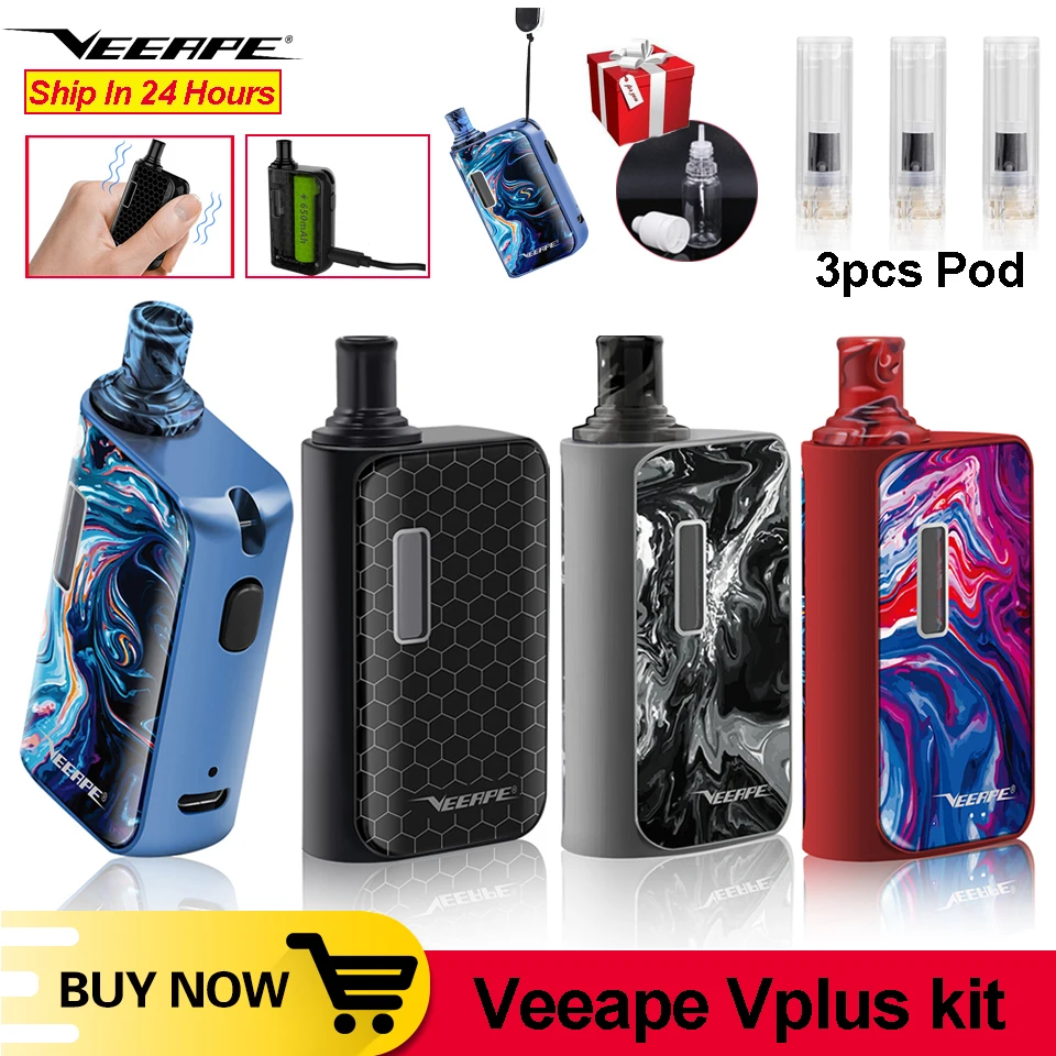 Veeape Vplus Pod vape ручка комплект 1 2 мл картридж 650 мАч встроенный аккумулятор Ом