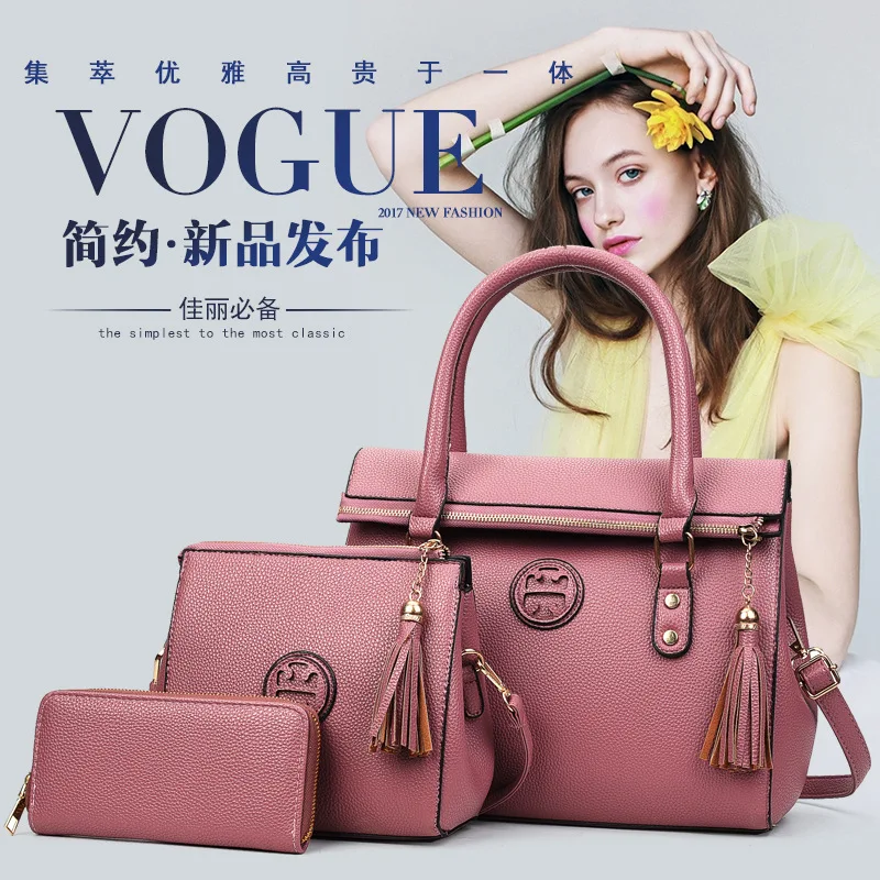 

2017 New Style Europe And America Women's Tassels Different Size Bags Three-piece Set Versitile Fashion Shoulder Bag/ Hand Bag S