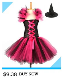 Halloween Girl Witch Hot Pink Black Cosplay Tutu Dress Knee Length Evening Party Dress Kids Holidays Tutus Purim Dress (15)_副本