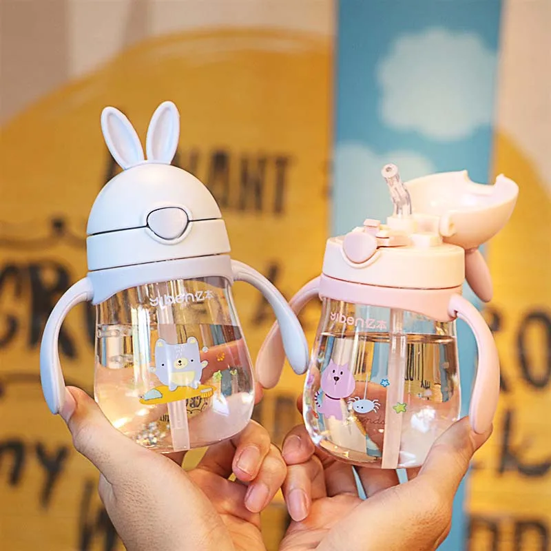 Newborn Infant Straw Bottle Defence Fall Feeding Baby Sippy Bottle Anti-flatulence Articles Material Water Cup 280ml