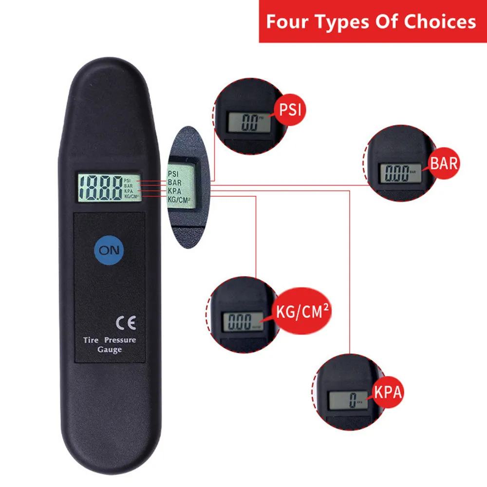 

Digital Car Tire Tyre Air Pressure Gauge Meter LCD Display Manometer Barometers Tester PSI/KPA/BAR/KG/CM2 Detector