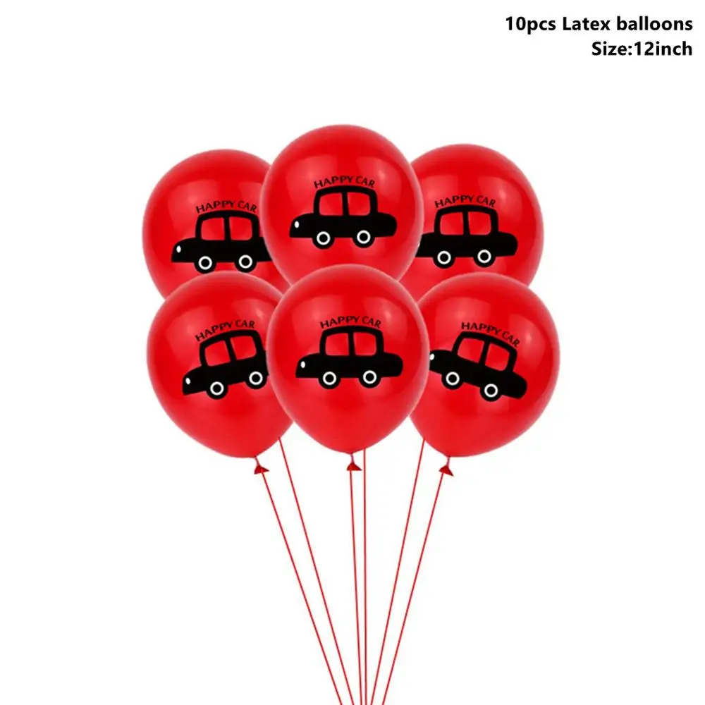 Car Balloons 5 Taoup С Днем Рождения Декор стола принадлежности Детские грузовик автомобиль одноразовые посуда синяя скатерть чашки тарелки баннеры соломинки - Цвет: Car Balloons 5