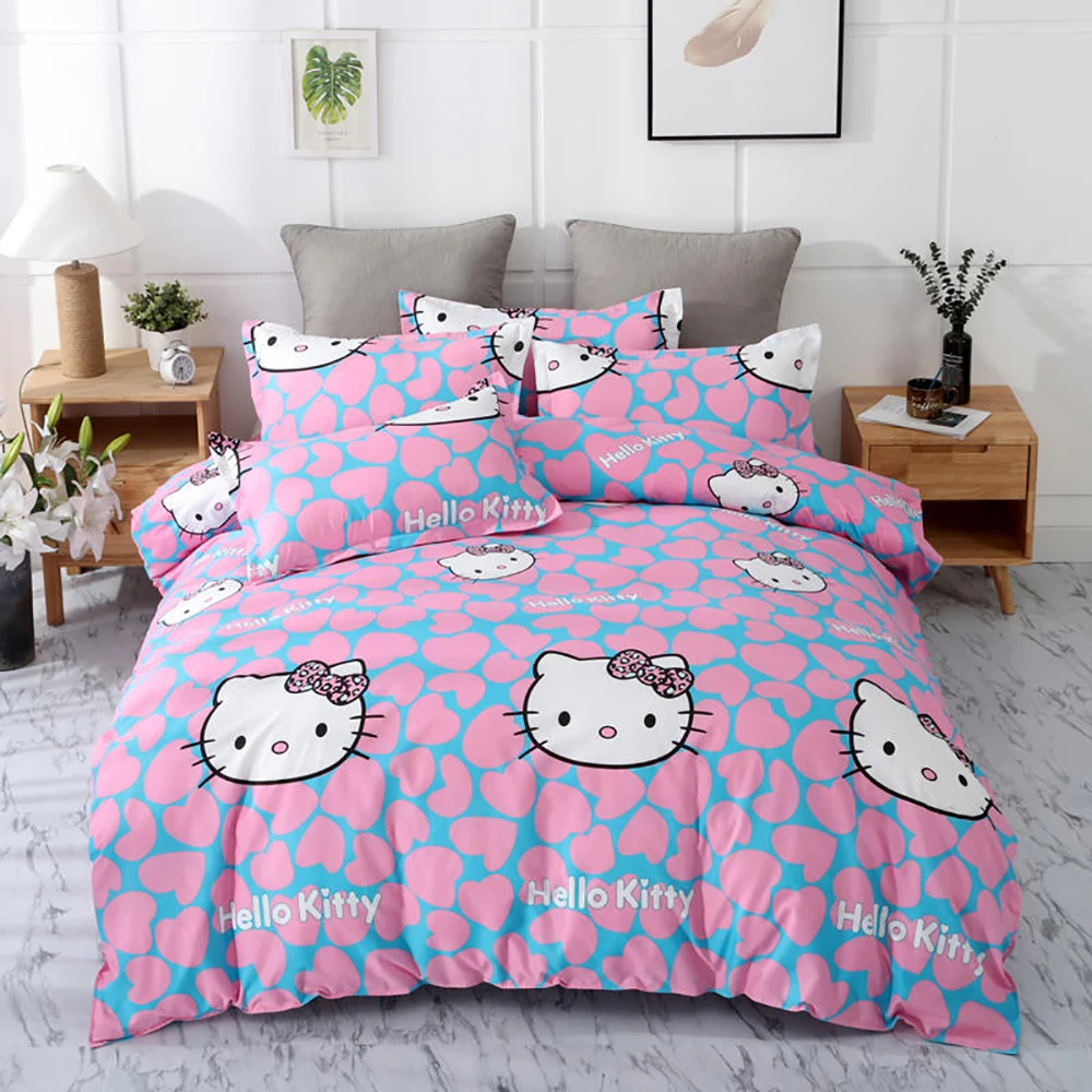 

Thumbedding Cartoon Cat Bedding Set For Kids Cute Classic Pink Duvet Cover King Queen Full Twin Single Comfortable Bed Set